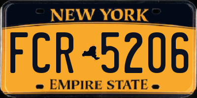 NY license plate FCR5206