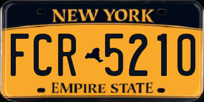 NY license plate FCR5210