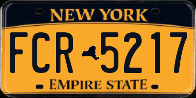 NY license plate FCR5217