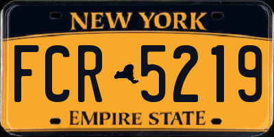 NY license plate FCR5219