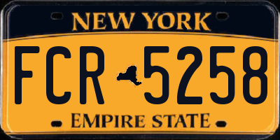 NY license plate FCR5258