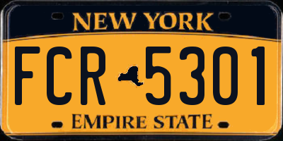 NY license plate FCR5301
