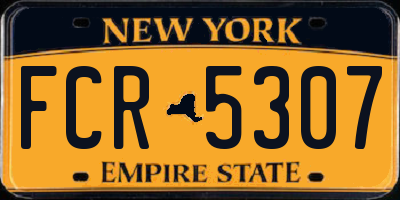 NY license plate FCR5307