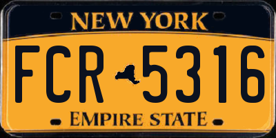 NY license plate FCR5316