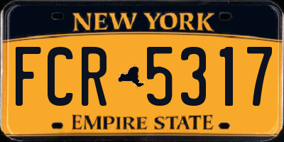 NY license plate FCR5317