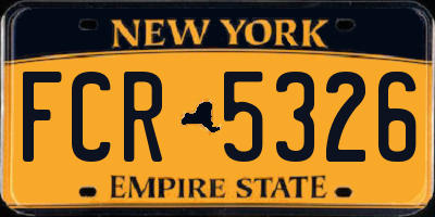 NY license plate FCR5326