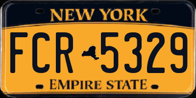 NY license plate FCR5329