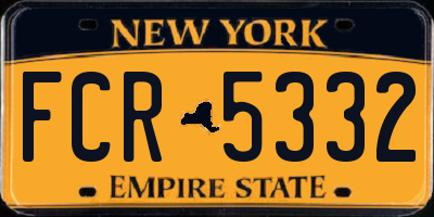 NY license plate FCR5332