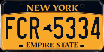 NY license plate FCR5334