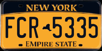 NY license plate FCR5335