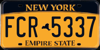 NY license plate FCR5337