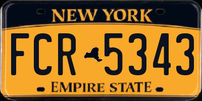 NY license plate FCR5343