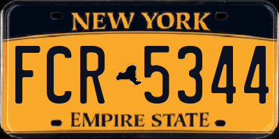 NY license plate FCR5344