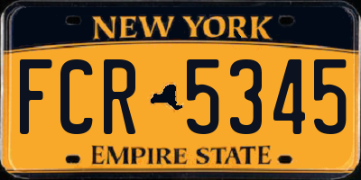 NY license plate FCR5345