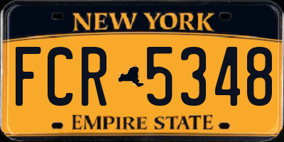 NY license plate FCR5348
