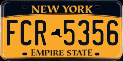 NY license plate FCR5356