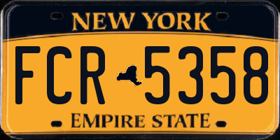 NY license plate FCR5358