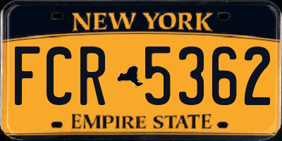 NY license plate FCR5362
