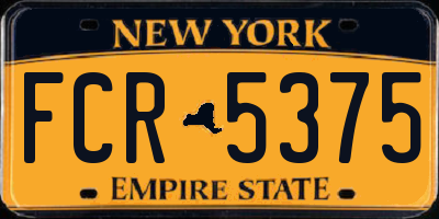 NY license plate FCR5375