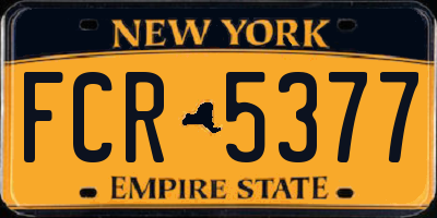 NY license plate FCR5377