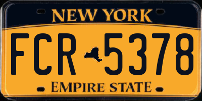 NY license plate FCR5378