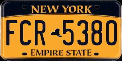 NY license plate FCR5380