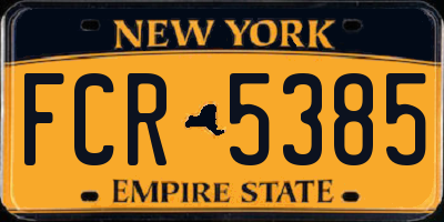 NY license plate FCR5385
