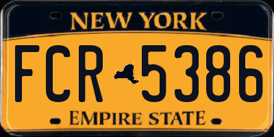 NY license plate FCR5386