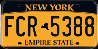 NY license plate FCR5388