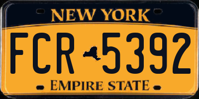 NY license plate FCR5392