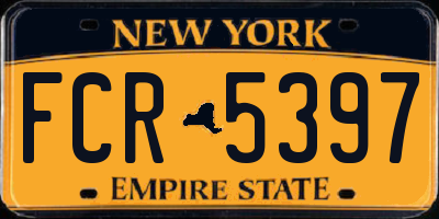 NY license plate FCR5397