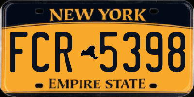 NY license plate FCR5398