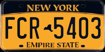 NY license plate FCR5403