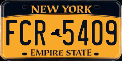 NY license plate FCR5409
