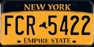 NY license plate FCR5422