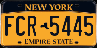 NY license plate FCR5445