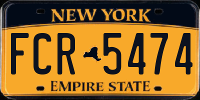 NY license plate FCR5474