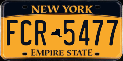 NY license plate FCR5477