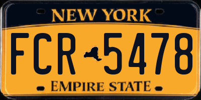 NY license plate FCR5478
