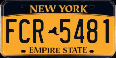 NY license plate FCR5481