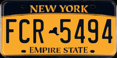 NY license plate FCR5494