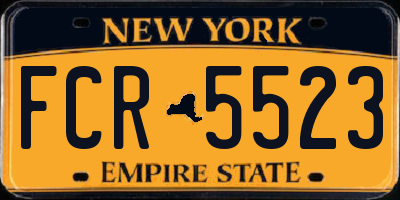 NY license plate FCR5523