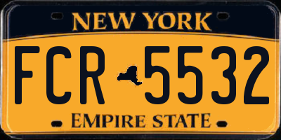 NY license plate FCR5532