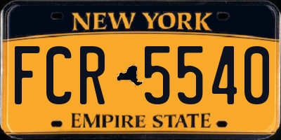 NY license plate FCR5540