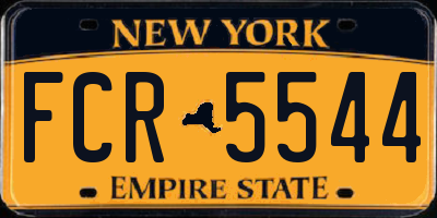 NY license plate FCR5544