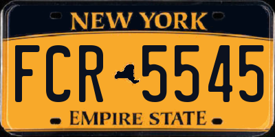 NY license plate FCR5545