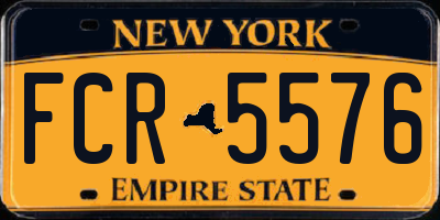NY license plate FCR5576