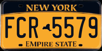 NY license plate FCR5579