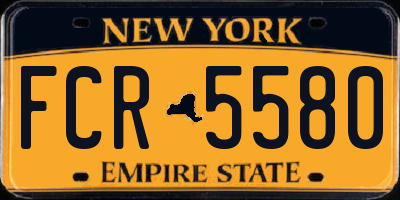 NY license plate FCR5580