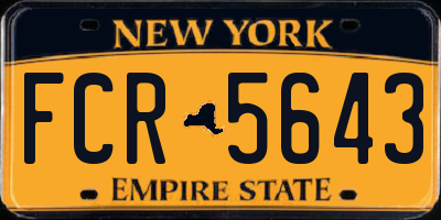 NY license plate FCR5643